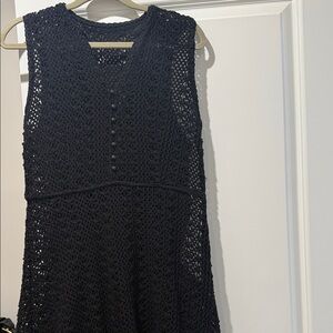 Chic Black Crochet Midi Dress